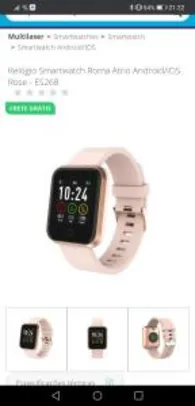 260,94{Ame} Relógio Smartwatch Roma Atrio Android/IOS Rose - ES268 | R$348