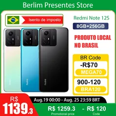 [ Do Brasil | APP | MOEDAS ] Celular Smartphone Xiaomi Redmi Note 12S 256GB 8GB Ram Versão Global | Smartphone 4G , Câmera 108MP , Carregador 18W