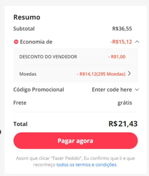 Imagem na descrição da promoção