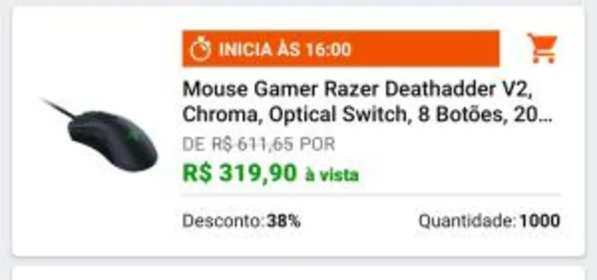 Mouse Gamer Razer Deathadder V2 20000DPI | R$320