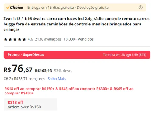 Imagem na descrição da promoção