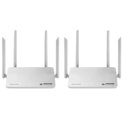 Kit Roteador Smart Mesh Wi-fi Gigabit Positivo Casa Inteligente 2 Unidades Branco Bivolt - em até 10x