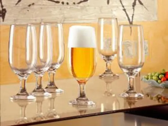 Conjunto de Taças de Vidro para Cerveja 6 Peças - 300ml Nadir R$25