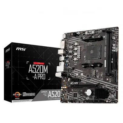 Placa-Mãe MSI A520M-A PRO, AMD AM4, MATX, DDR4