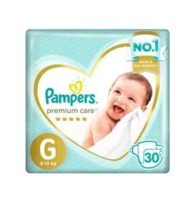 (Cliente Ouro) Fralda Pampers Premium Care G 9 a 13kg - 30 Unidades R$15