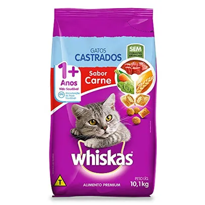 Ração Whiskas para Gatos Adultos Castrados Sabor Carne - 10,1kg