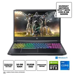 Notebook Gamer Predator Helios 300 PH315-54-70LH i7 11ª Windows 11 Home 16GB 512GB SSD RTX 3070 15,6