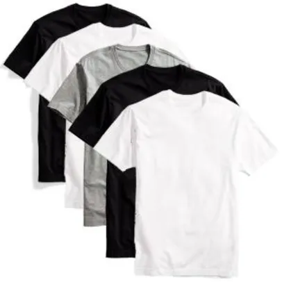 Kit 5 Camisetas Básicas Masculina T-Shirt Algodão Colors Tee - Preto e Branco | R$90