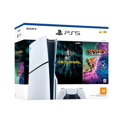 [Com Cashback Pelando R$2718] Console PlayStation 5 Slim Sony, SSD 1TB, Com Controle Sem Fio DualSense, Branco + 2 Jogos - 1000038899