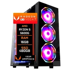 PC Gamer Fácil AMD Ryzen 5 5600g Radeon Vega 7 Graphics, 16GB DDR4 2666mhz, SSD 480GB, Fonte 500W, W