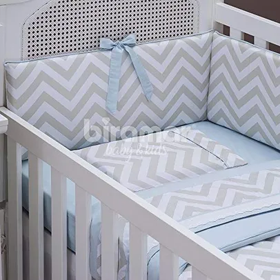 Enx. 10 pcs Brooklyn Chevron Cinza/Azul, Biramar Baby, Azul