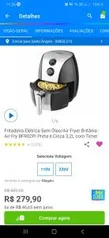 Fritadeira Elétrica Sem Óleo/Air Fryer Britânia - Air Fry BFR02PI Preta e Cinza 3,2L com Timer