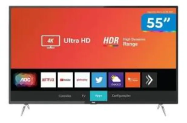 Smart Tv 4k Led 55" - AOC Wifi Hdr 3 Hdmi 2 Usb 4k | R$ 2.099