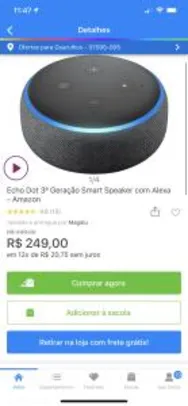 Echo Dot 3ª Geração Smart Speaker com Alexa | R$209