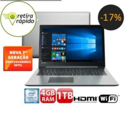 Notebook Lenovo Core i7-7500U - R$2279,05