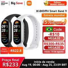 [Imposto incluso] Xiaomi Smart Band 9 AMOLED, versão global, monitoramento do sono, bateria de 21 dias, 150 modos esportivos