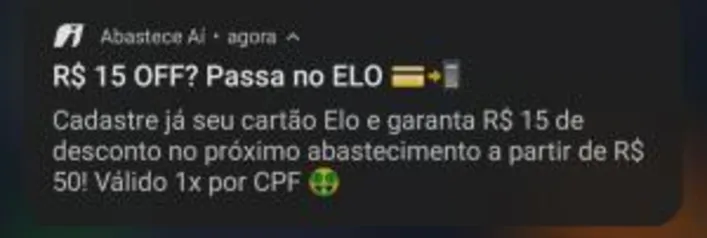 Ipiranga Abastece Aí - Cadastre Seu Cartão Elo e Ganhe R$ 15