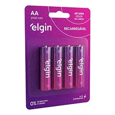 Pilha recarregável AA 2700Mah Elgin Com 4 unidades Comum