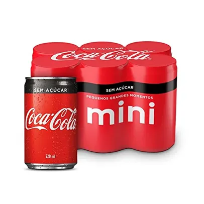 Pack de Coca-Cola sem açucar Lata 220mL 6 unidades