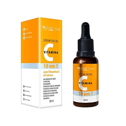 Sérum Facial Vitamina C, 10 em 1, Pele Hidratada, Macia e Iluminada, 30ml, Max Love