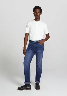 【Tam.: 36】Calça Jeans Masculina Com Elastano Tradicional - Azul