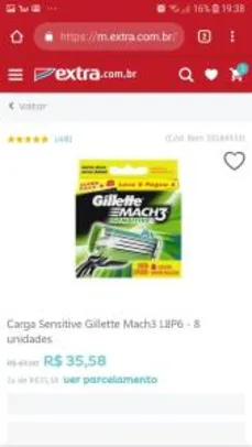 Carga Sensitive Gillette Mach3 L8P6 - 8 unidades - R$37