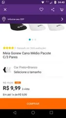 Meia Gonew Cano Médio Pacote C/3 Pares - Preto | R$10