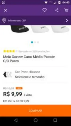 Meia Gonew Cano Médio Pacote C/3 Pares - Preto | R$10