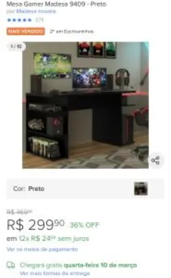 Mesa Gamer Madesa 9409 - Preto R$300