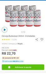 Cerveja Budweiser 269ml - 8 Unidades R$13