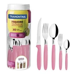 Faqueiro Tramontina 23398488 Ipanema Aço Inox 30 Peças Rosa Claro