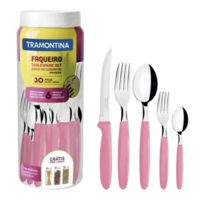 Faqueiro Tramontina 23398488 Ipanema Aço Inox 30 Peças Rosa Claro