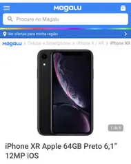 iPhone XR Apple 64GB Preto 6,1” 12MP iOS R$3236