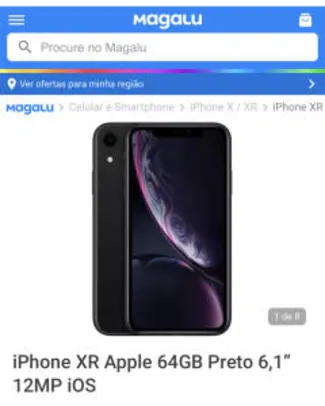 iPhone XR Apple 64GB Preto 6,1” 12MP iOS R$3236