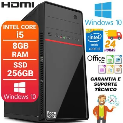 Computador Pc Cpu Intel Core i5 Com Hdmi 8GB SSD 256GB Windows 10 Desktop - Roca Forte