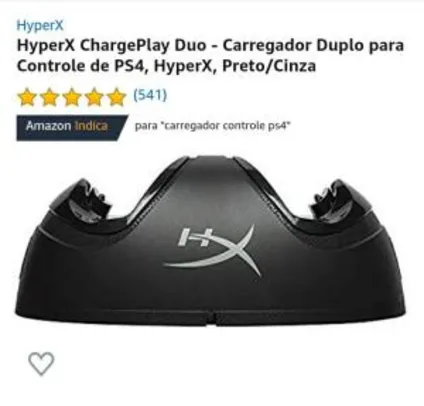 [PRIME] HyperX ChargePlay Duo - Carregador Duplo para Controle de PS4, HyperX, Preto/Cinza