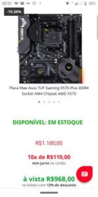 Placa Mae Asus TUF Gaming X570-Plus DDR4 Socket AM4 Chipset AMD X570 - R$968