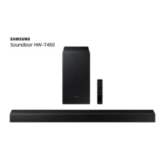 Soundbar Samsung 2.1 Canais, 200W, Bluetooth®, Subwoofer Sem Fio, Preto - HW-T450/ZD | R$ 639