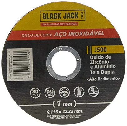 [PRIME] Disco de Corte para Aço Inox 115 x 1 x 22. 23 mm, Black Jack