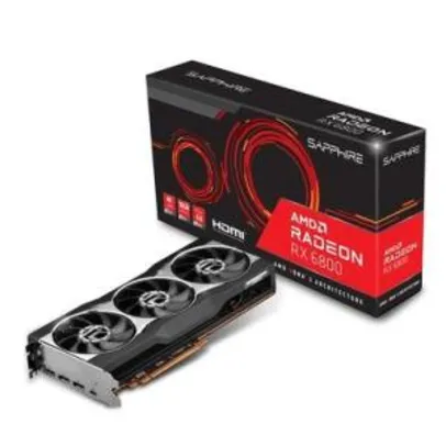 Placa de Vídeo Sapphire Radeon RX 6800, 16GB, GDDR6, PCI-E HDMI, Dual DP, USB-C -R$4559