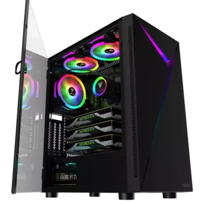 Gabinete Gamer Gamdias Argus E4 Elite, RGB, Mid Tower, Vidro Temperado, Black, Sem fonte, Sem Fan