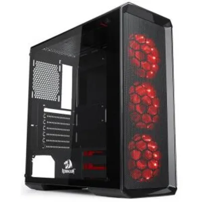 Gabinete Gamer Redragon Grimlock, Mid Tower, Com 3 Fans RGB, Vidro Temperado, Black, S-Fonte, GC-602