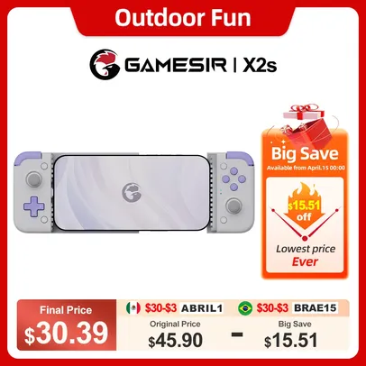 Gamesir x2s Gamepad, USB Tipo C, Porta para iPhone 15 com Efeito Hall Varas