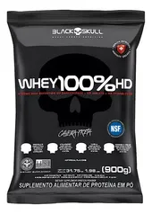 Whey 100% Hd Refil Black Skull - 900g (wpc, Wpi E Wph) Sabor Morango