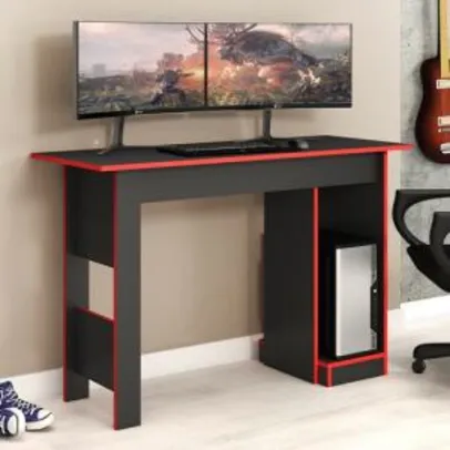 Mesa De Computador Gamer Fellicci Móveis Grafite E Vermelho | R$ 162