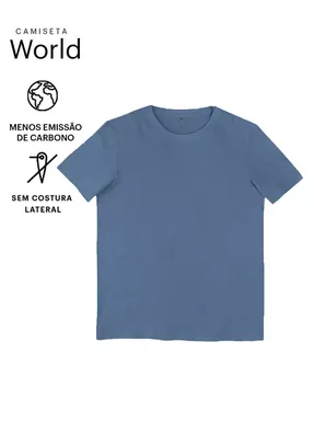 Camiseta Básica Unissex Manga Curta World - Azul