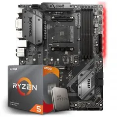 Placa Mãe MSI B450 Tomahawk AMD AM4 + Processador AMD Ryzen 5 3600 3.6GHz - R$1599