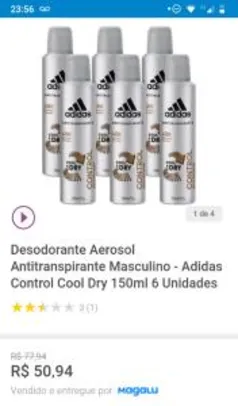 Desodorante Aerosol Masculino - Adidas Control Cool Dry 150ml 6 Un. - R$51