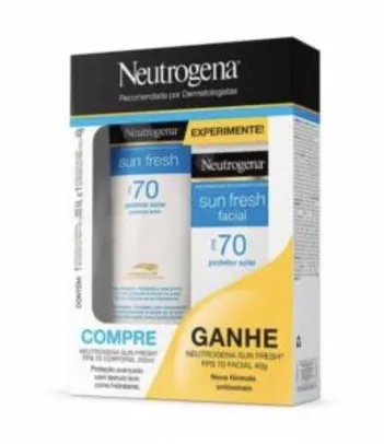 KIT PROTETOR SOLAR CORPORAL NEUTROGENA SUN FRESH FPS70 + NEUTROGENA FACIAL FPS70 | R$49