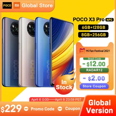 Smartphone Poco X3 PRO - 6GB+128GB | Global Version | R$1.358